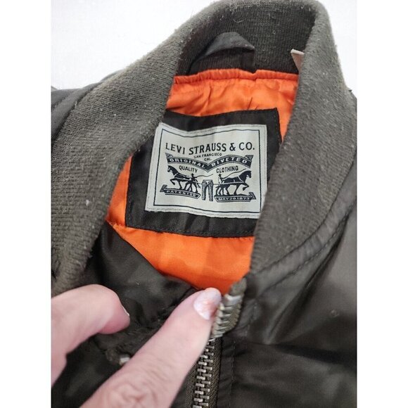 Levi’s Coat Dark Brown Insulated Nylon Bomber Style Jacket Men's Small - Picture 9 of 9